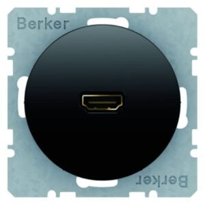 High Definition Steckdose mit 90°-Steckanschluss Berker R.1/R.3 schwarz, glänzen, Berker 3315432045