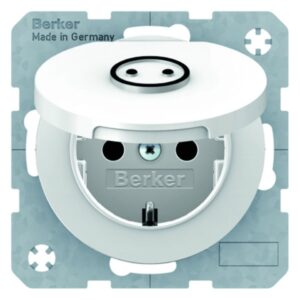 Steckdose SCHUKO mit Klappdeckel und abtastbarem Symbol Berker R.1/R.3 polarweiß, Berker 47442079