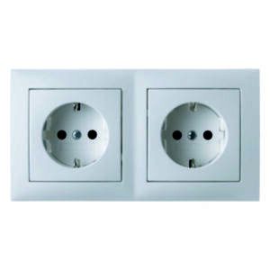 Steckdosen-Kombination SCHUKO 2fach mit Rahmen Berker S.1 polarweiß, matt, Berker 47209909