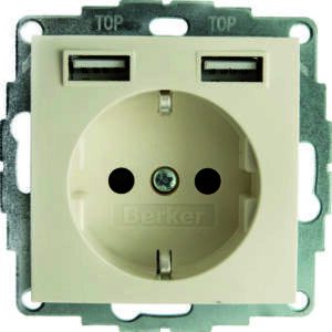 Steckdose SCHUKO/USB, S.1, weiß glänzend, Berker 48038982
