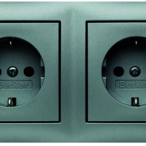 S.1 Schuko-Steckdosen-Kombination 2fach mit Rahmen, alu matt, Berker 47209939