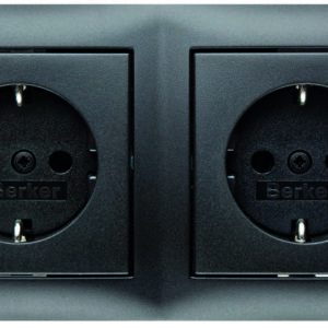 S.1 Schuko-Steckdosen-Kombination 2fach mit Rahmen, anthrazit matt, Berker 47209949