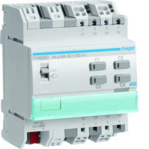 KNX Schalt-/Jalousieaktor 4/2fach 16 A C-Last REG Hager HTYA604D