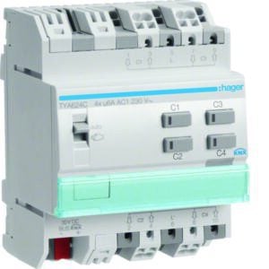 KNX Jalousieaktor 4fach 230 V REG Hager HTYA624C