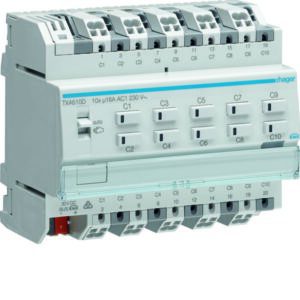 KNX easy Schalt-/Jalousieaktor 10/5fach 16A C-Last REG Hager HTXA610D