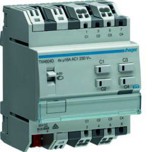 KNX easy Schalt-/Jalousieaktor 4/2fach 16A C-Last REG Hager HTXA604D