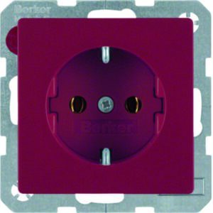Steckdose SCHUKO Berker Q.1/Q.3 rot, samt, Berker 41436012