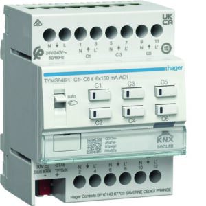 KNX Heizungsaktor 6fach m. Regler für 24/230V Stellantriebe Triac REG Hager HTYMS646R
