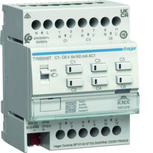 KNX Heizungsaktor 6fach für 24/230V Stellantriebe Triac REG Hager HTYMS646T