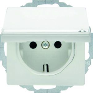 Steckdose SCHUKO mit Klappdeckel und Beschriftungsfeld Berker Q.1/Q.3 polarweiß,, Berker 47466089