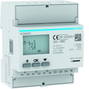 Energiezähler 3ph, indirekt, MBUS, MID Hager HECM300C