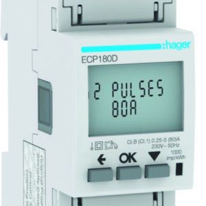 Energiezähler 1phasig,direkt 80A, S0,MID Hager HECP180D
