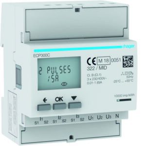 Energiezähler 3ph, indirekt, S0, MID Hager HECP300C