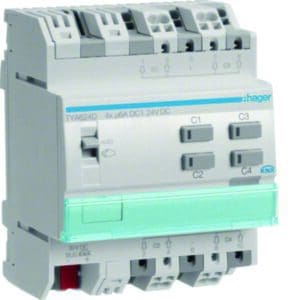 KNX Jalousieaktor 4fach 24 V DC REG Hager HTYA624D