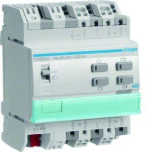 KNX Rollladenaktor 4fach 230 V REG Hager HTYA624A