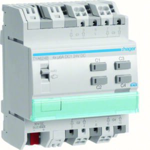 KNX Rollladenaktor 4fach 24 V DC REG Hager HTYA624B