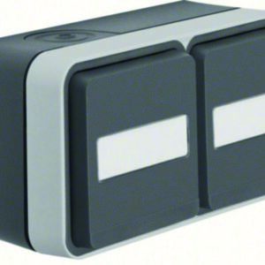 W.1 SSD 2fach waagrecht mit Klappdeckel Ap, grau/lichtgrau matt, Berker 47753555