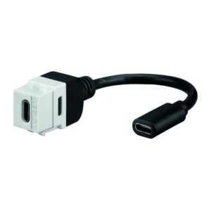 USB 3.1-Keystone, Typ C (Buchse/Buchse), mit Kabelpeitsche (15 cm), für Montageadapter KMK-MA Up, Rutenbeck 17010658