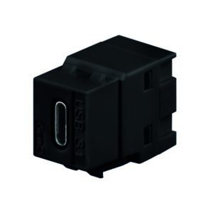 USB 3.1-Keystone, Typ C (Buchse/Buchse), für Montageadapter KMK-MA Up und andere Keystone-Aufnahmen, schwarz (ähnlich RAL 9005), Rutenbeck 17010667