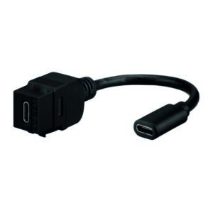 USB 3.1-Keystone, Typ C (Buchse/Buchse), mit Kabelpeitsche (15 cm), für Montageadapter KMK-MA Up, Rutenbeck 17010668