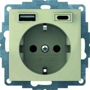 Steckdose SCHUKO/USB A-C S1 weiß gl, Berker 48048982