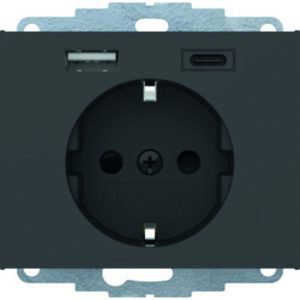 Steckdose SCHUKO/USB A-C Kx anthrazit mt, Berker 48047006