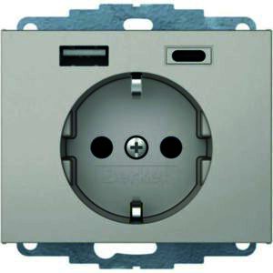 Steckdose SCHUKO/USB A-C Kx edelstahl, Berker 48047004