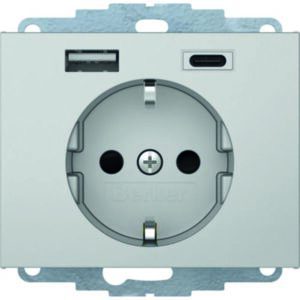 Steckdose SCHUKO/USB A-C Kx alu matt, Berker 48047003