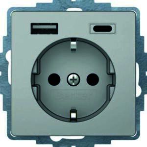 Steckdose SCHUKO/USB A-C Qx alu samt, Berker 48046084