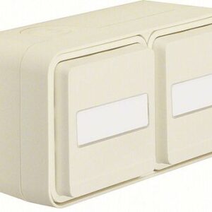 Steckdose SCHUKO 2fach senkrecht mit Klappdeckel AP Berker W.1 polarweiß matt, Berker 47703522