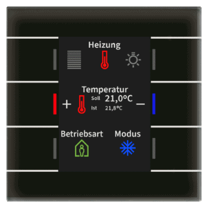 KNX Glastaster II Smart mit Farbdisplay und Temperatursensor, Schwarz MDT BE-GT2TS.02S