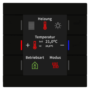 KNX Taster Smart 86 mit Farbdisplay und Temperatursensor, Schwarz matt MDT BE-TAS86T06.02