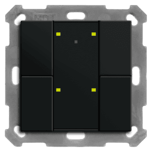 KNX RF+ Funk Taster Plus 4-fach mit Aktor, 55 mm, Schwarz matt MDT RF-TA55A406.01