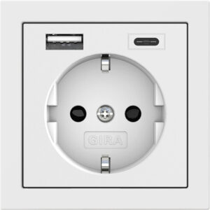 SCHUKO SP USB-Spannungsvers. 2f Typ A/C Flächenschalter Reinweiß Gira 245970
