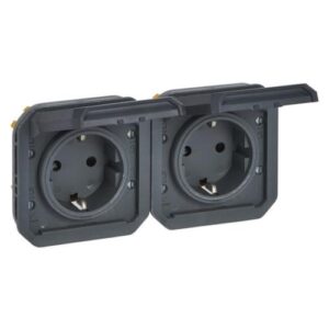 Plexo New Einsatz 2-f vorverdrahtete SSDO horizontal, SL, EB,IP44IK08, Anthrazit Legrand 069879L