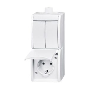Kombination SCHUKO® Steckdose, mit Wippschalter, Serienschaltung Busch-Jaeger 2601/5/20EW-54-503