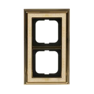 Abdeckrahmen 2-fach Messing poliert Dekor elfenbeinweiß - Busch-dynasty® 1722-836 Busch Jaeger 2CKA001754A4644