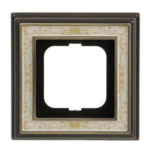 Abdeckrahmen 1-fach Messing antik Dekor elfenbeinweiß - Busch-dynasty® 1721-846 Busch Jaeger 2CKA001754A4663
