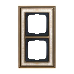Abdeckrahmen 2-fach Messing antik Dekor elfenbeinweiß - Busch-dynasty® 1722-846 Busch Jaeger 2CKA001754A4664