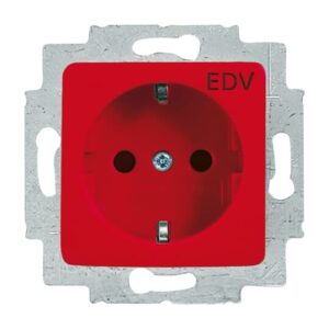 SCHUKO® Steckdosen-Einsatz 50x50 mm mit Aufdruck EDV rot - Reflex SI 20 EUCQ/DV-217-101 Busch Jaeger 2CKA002011A6254