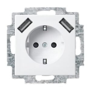 SCHUKO® USB-Steckdosen-Einsatz Safety+ mit USB A/A alpinweiß - Busch-balance® SI 2x USB-Steckdose 20 EUCB2USB-914 Busch Jaeger 2CKA002011A6266