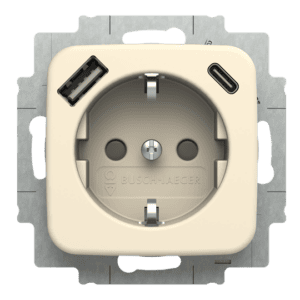 SCHUKO® USB-Steckdosen-Einsatz Safety+ mit USB A/C weiß - Busch-Duro 2000® SI 20 EUCB2USBAC-212 Busch Jaeger 2CKA002011A6295