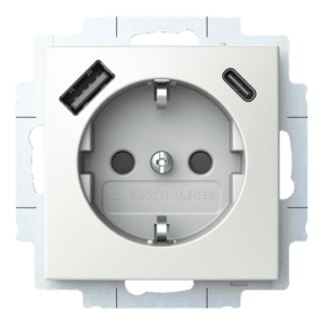 SCHUKO® USB-Steckdosen-Einsatz Safety+ mit USB A/C alpinweiß - Busch-balance® SI 20 EUCB2USBAC-914 Busch Jaeger 2CKA002011A6298
