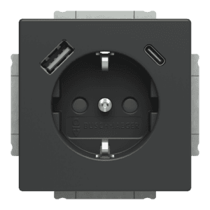 SCHUKO® USB-Steckdosen-Einsatz Safety+ mit USB A/C anthrazit - Plattform 63 20 EUCB2USBAC-81 Busch Jaeger 2CKA002011A6300