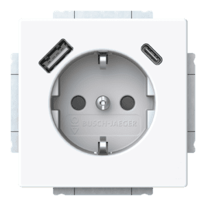 SCHUKO® USB-Steckdosen-Einsatz Safety+ mit USB A/C studioweiß - Plattform 63 20 EUCB2USBAC-84 Busch Jaeger 2CKA002011A6306