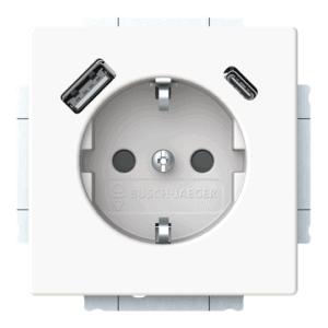 SCHUKO® USB-Steckdosen-Einsatz Safety+ mit USB A/C studioweiß matt - Plattform 63 20 EUCB2USBAC-884 Busch Jaeger 2CKA002011A6310