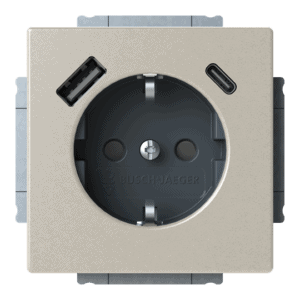 SCHUKO® USB-Steckdosen-Einsatz Safety+ mit USB A/C edelstahl - pur edelstahl 20 EUCB2USBAC-866 Busch Jaeger 2CKA002011A6314
