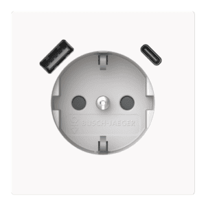 SCHUKO®-/USB-A+C Steckdose Safety+ studioweiß Busch-art linear® 20 EUCB2USBAC-44G Busch Jaeger 2CKA002011A6316