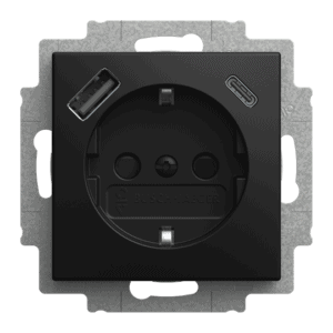 SCHUKO® USB-Steckdosen-Einsatz Safety+ mit USB A/C Busch-balance® SI 20 EUCB2USBAC-915 Busch Jaeger 2CKA002011A6342