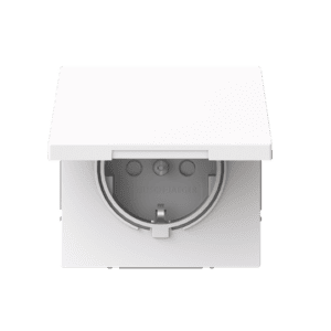 SCHUKO® Steckdose Safety+, studioweiß mit Klappdeckel Busch-art linear® 20 EUKB-44G Busch Jaeger 2CKA002018A1575